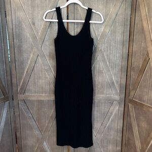Ribbed Black Sweater Midi Dress - Small
